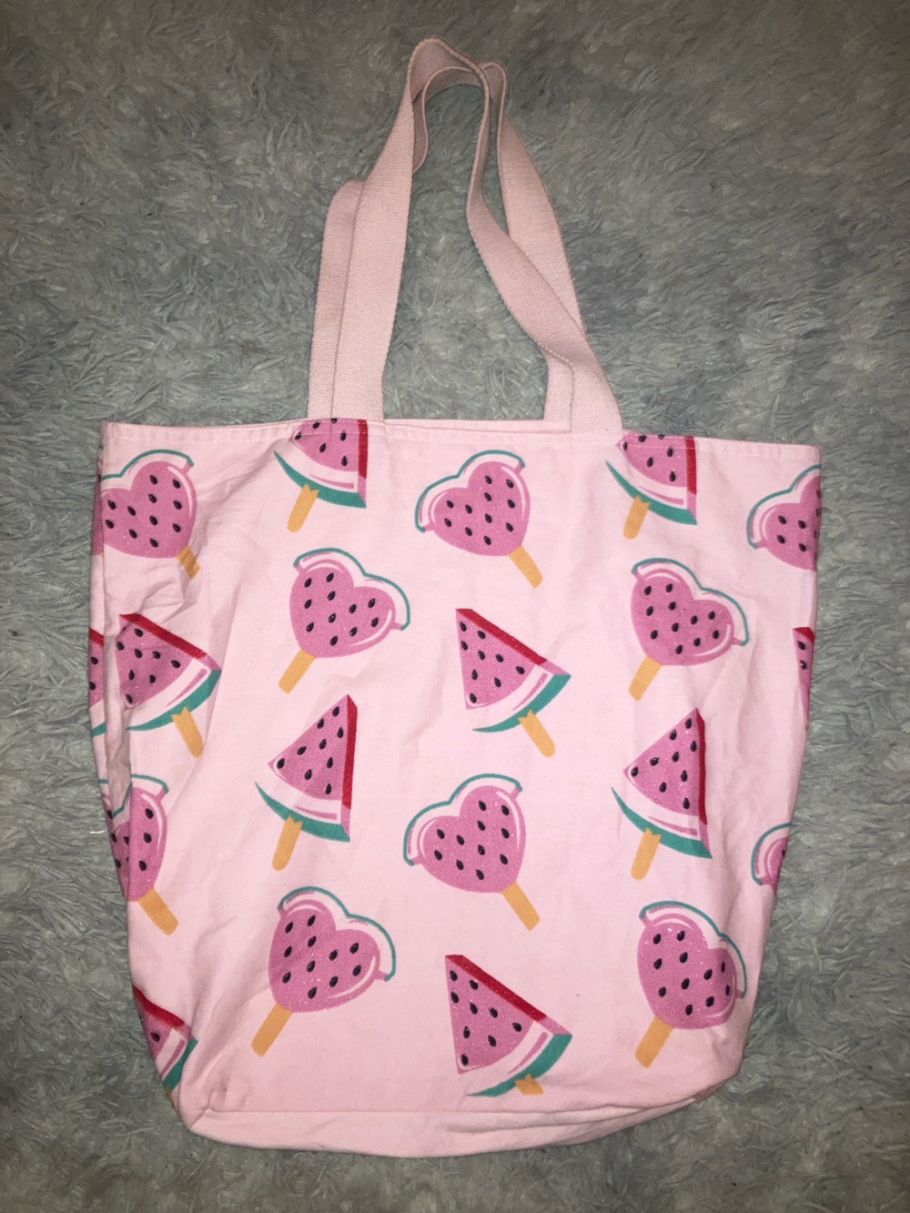 Pink Watermelon Print Tote Bag